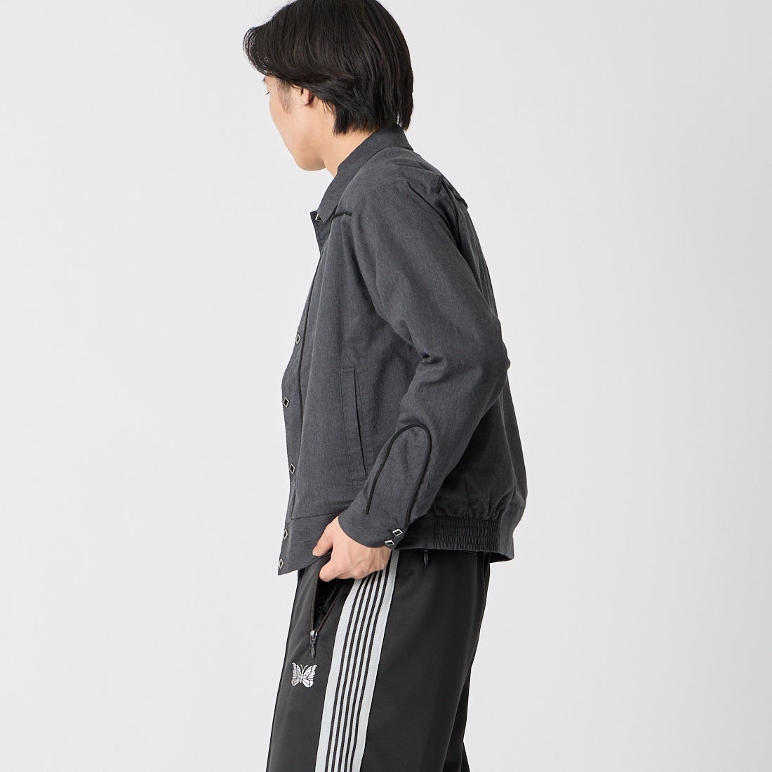 GOLD [ゴールド] コットンシルクネル ウェスタンジャケット [GL15854] 116 C.GRAY &&モデル身長：179cm 着用サイズ：M&&