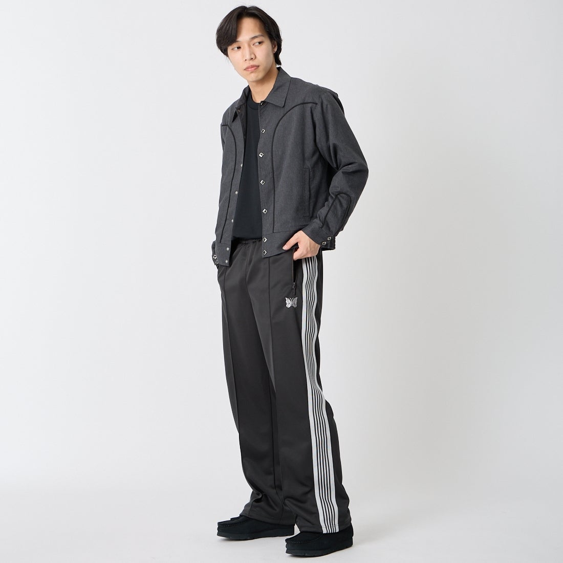 GOLD [ゴールド] コットンシルクネル ウェスタンジャケット [GL15854] 116 C.GRAY &&モデル身長：179cm 着用サイズ：M&&