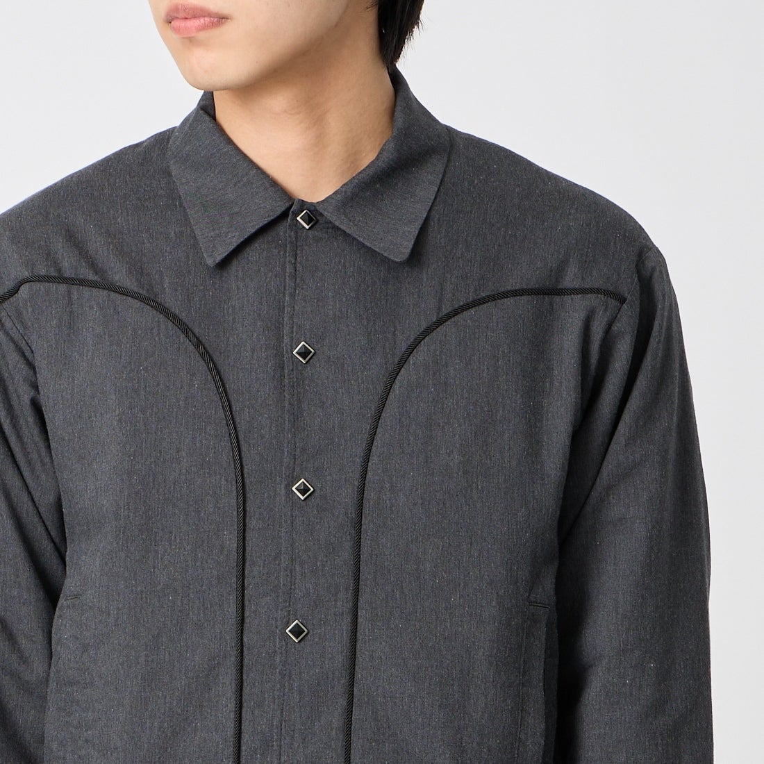 GOLD [ゴールド] コットンシルクネル ウェスタンジャケット [GL15854] 116 C.GRAY &&モデル身長：179cm 着用サイズ：M&&