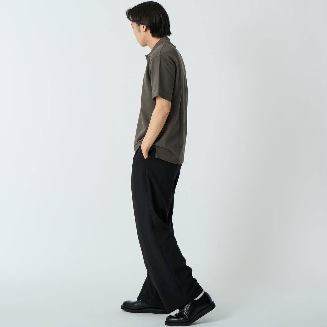 MAISON KITSUNE [メゾン キツネ] ドリーミングフォックス コンフォートポロシャツ [QM00201KP0001] 0453 BELUG &&モデル身長：179cm 着用サイズ：M&&