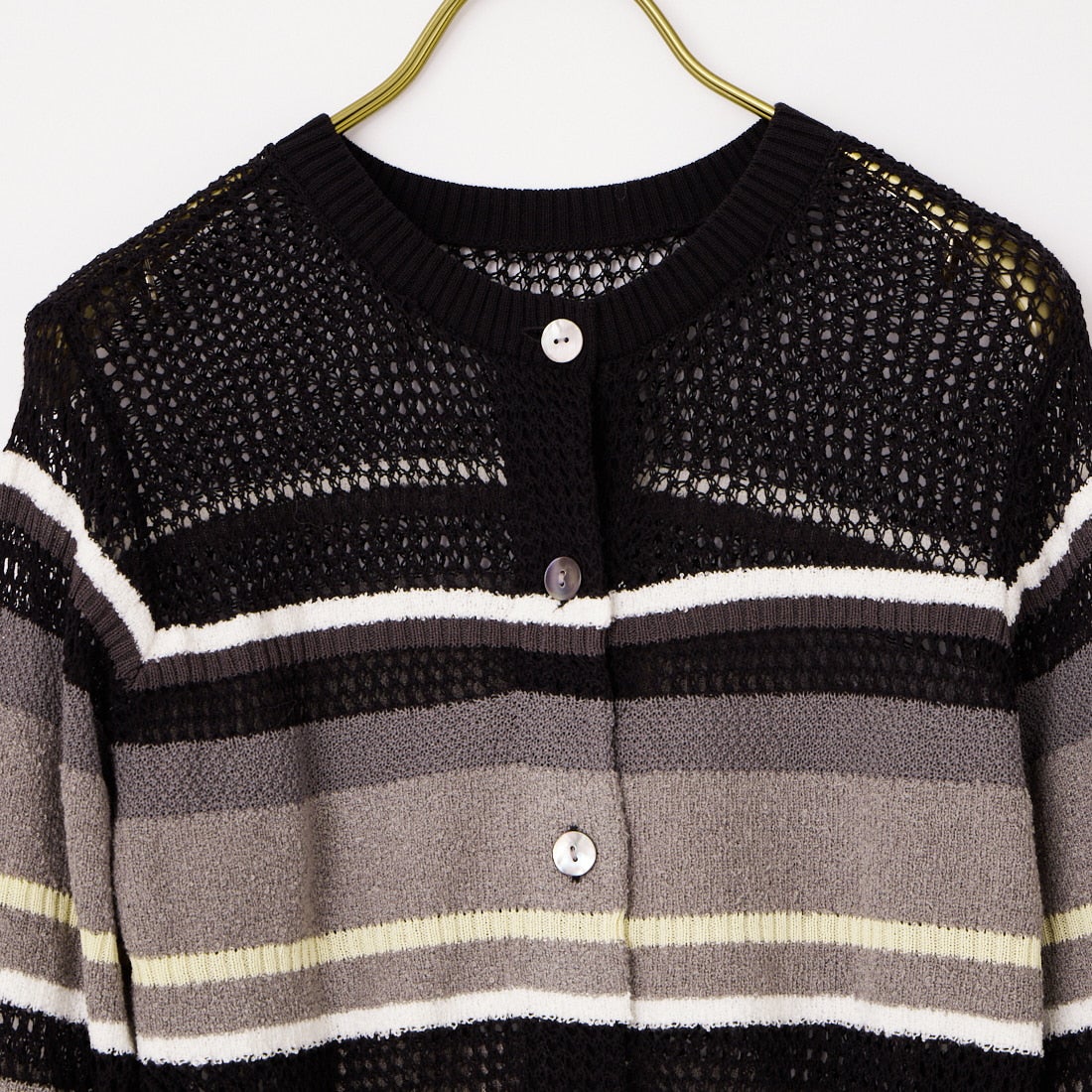 MAISON SPECIAL [メゾンスペシャル] メッシュボーダーカーディガン [21261365703] BLK