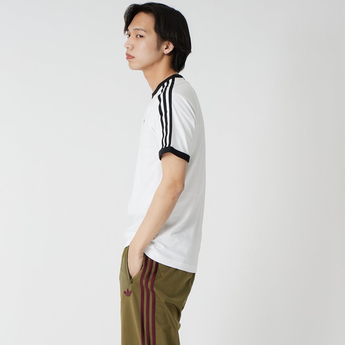 adidas Originals [アディダス オリジナルス] スリーストライプTシャツ [DB785] KE3537 &&モデル身長：179cm 着用サイズ：L&&
