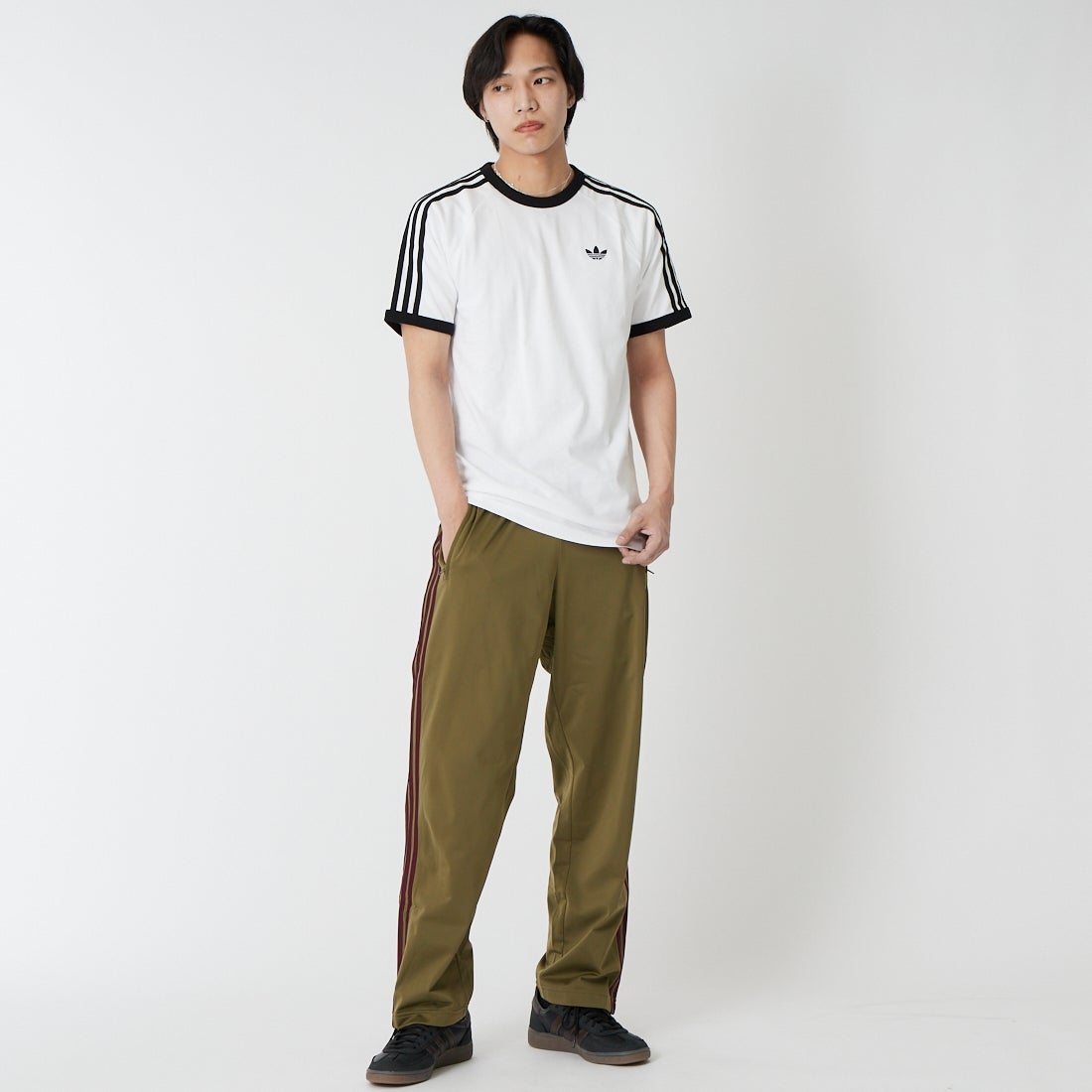 adidas Originals [アディダス オリジナルス] スリーストライプTシャツ [DB785] KE3537 &&モデル身長：179cm 着用サイズ：L&&