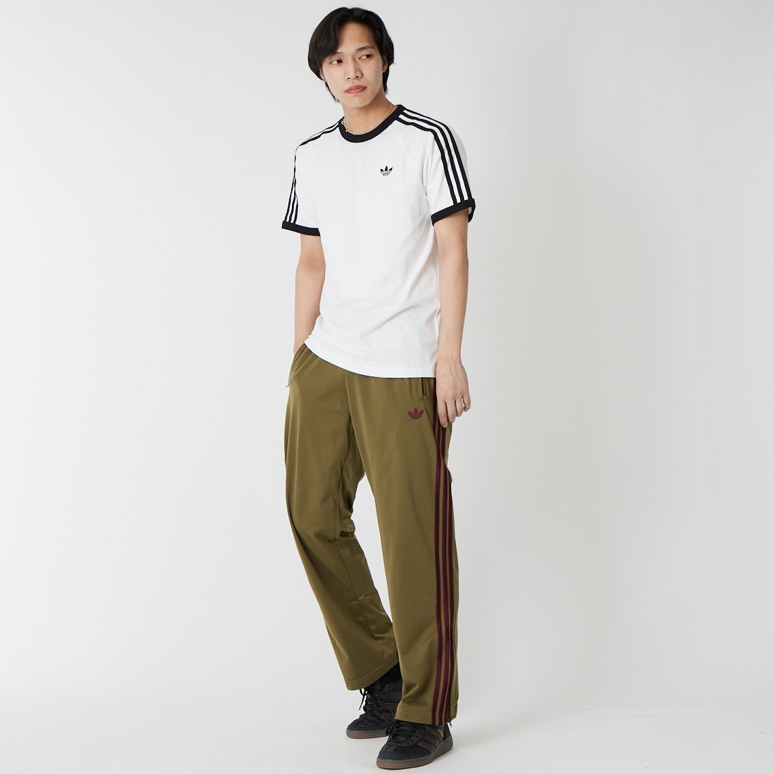 adidas Originals [アディダス オリジナルス] スリーストライプTシャツ [DB785] KE3537 &&モデル身長：179cm 着用サイズ：L&&