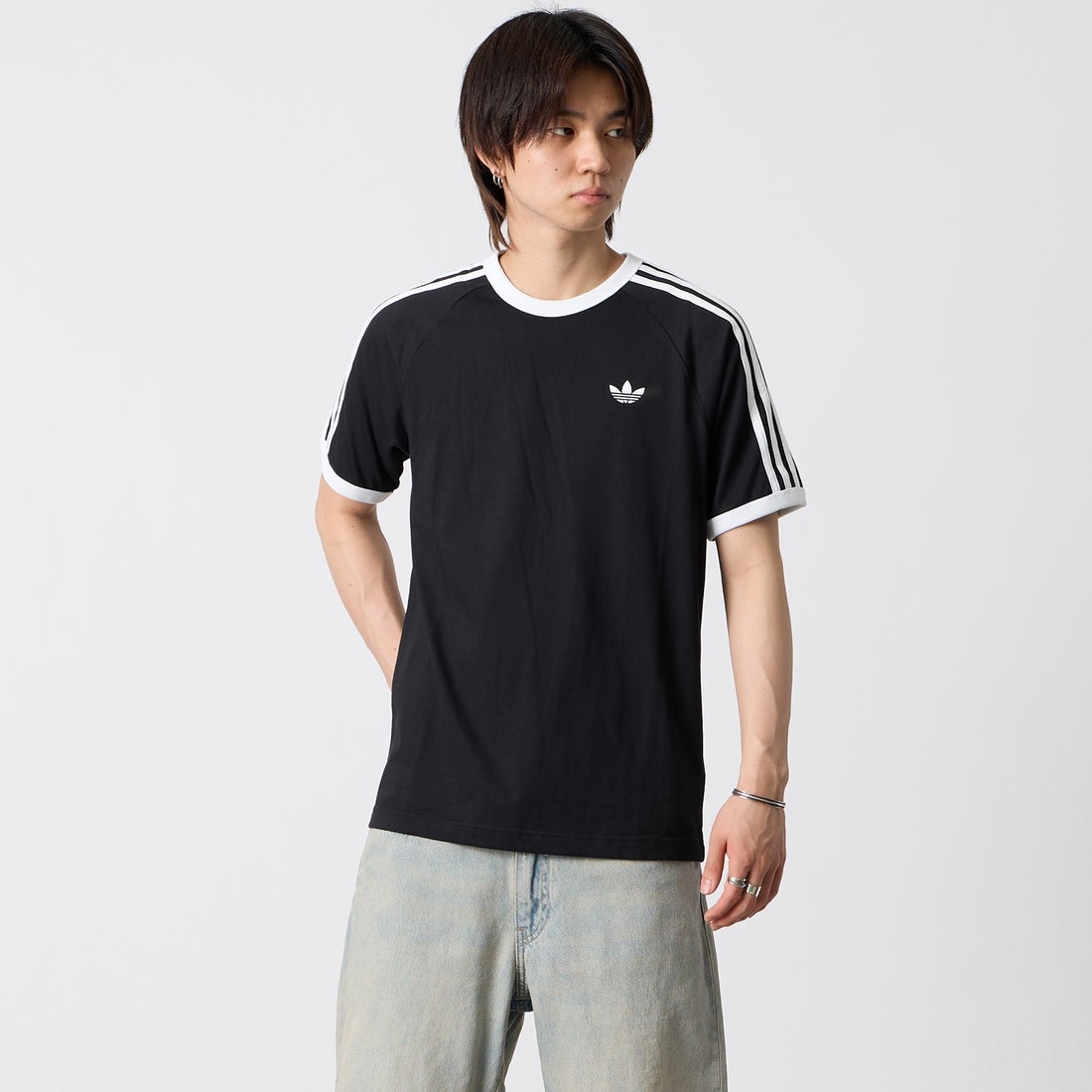 adidas Originals [アディダス オリジナルス] スリーストライプTシャツ [DB785] KE3538 &&モデル身長：177cm 着用サイズ：L&&