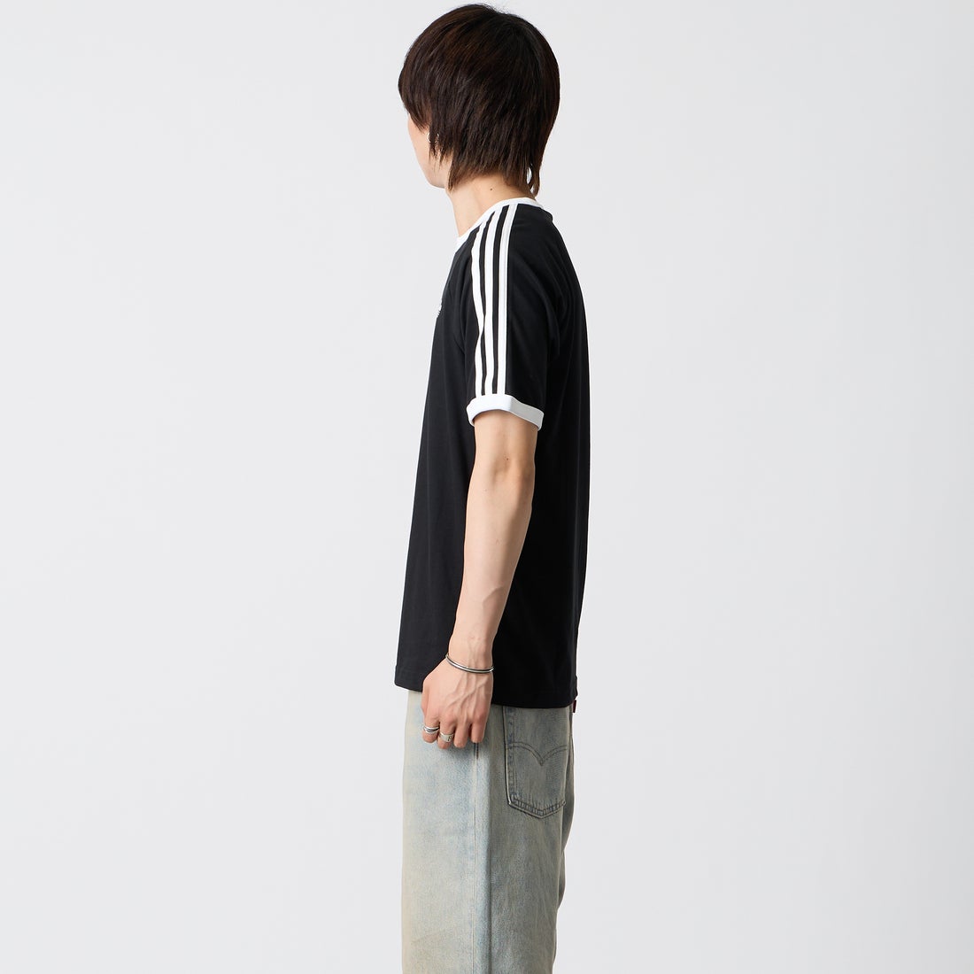 adidas Originals [アディダス オリジナルス] スリーストライプTシャツ [DB785] KE3538 &&モデル身長：177cm 着用サイズ：L&&