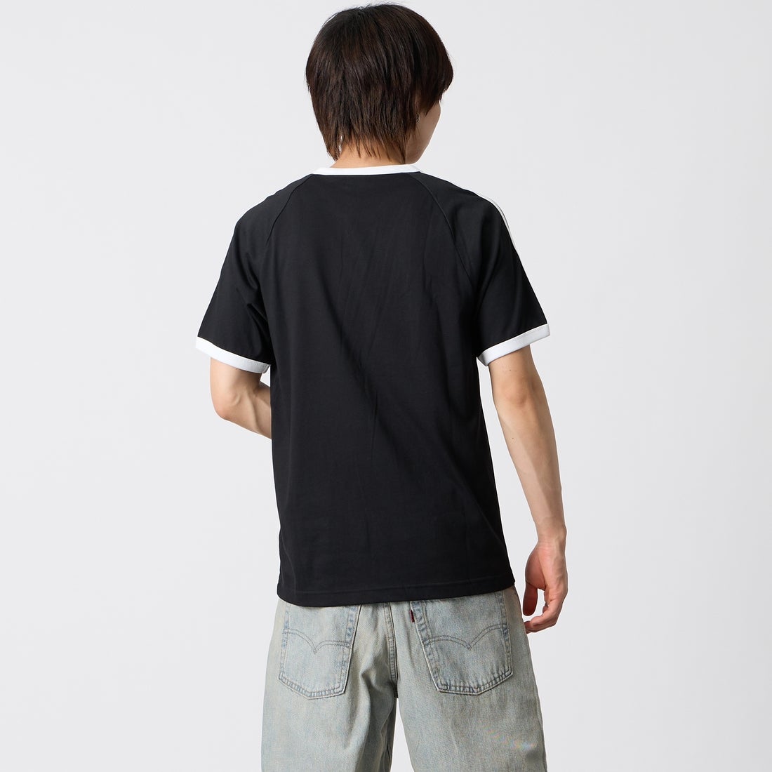 adidas Originals [アディダス オリジナルス] スリーストライプTシャツ [DB785] KE3538 &&モデル身長：177cm 着用サイズ：L&&