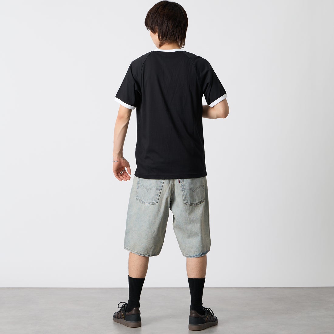adidas Originals [アディダス オリジナルス] スリーストライプTシャツ [DB785] KE3538 &&モデル身長：177cm 着用サイズ：L&&