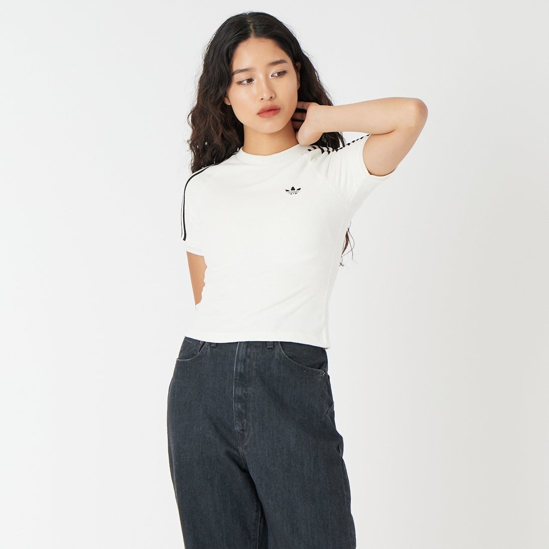 adidas Originals [アディダス オリジナルス] テリータオルカリTシャツ [P7580] KD1411 &&モデル身長：162cm 着用サイズ：M&&