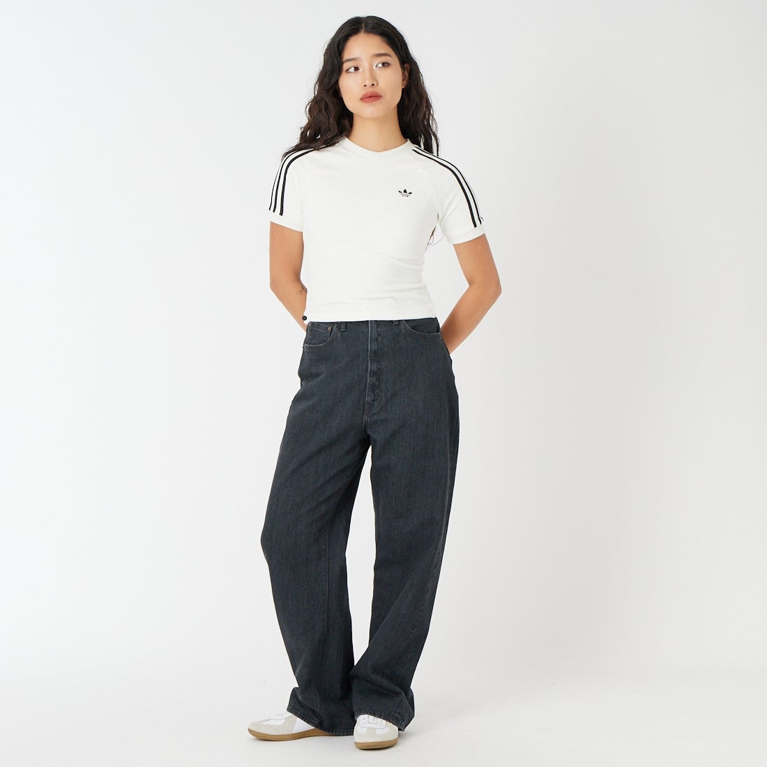 adidas Originals [アディダス オリジナルス] テリータオルカリTシャツ [P7580] KD1411 &&モデル身長：162cm 着用サイズ：M&&