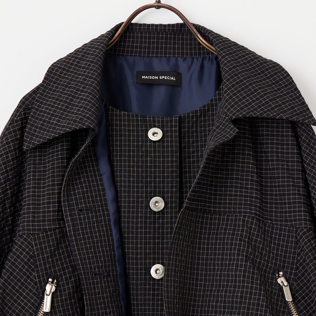 MAISON SPECIAL [メゾンスペシャル] レイヤードチェックブルゾン [21261215307] NVY