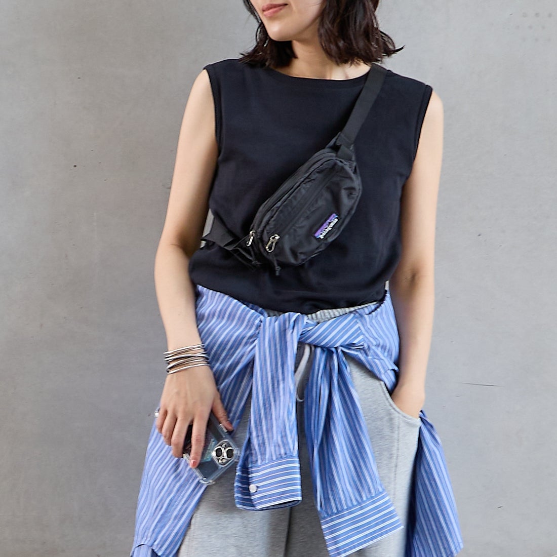 090 BLACK&&モデル身長：160cm 着用サイズ：F&&