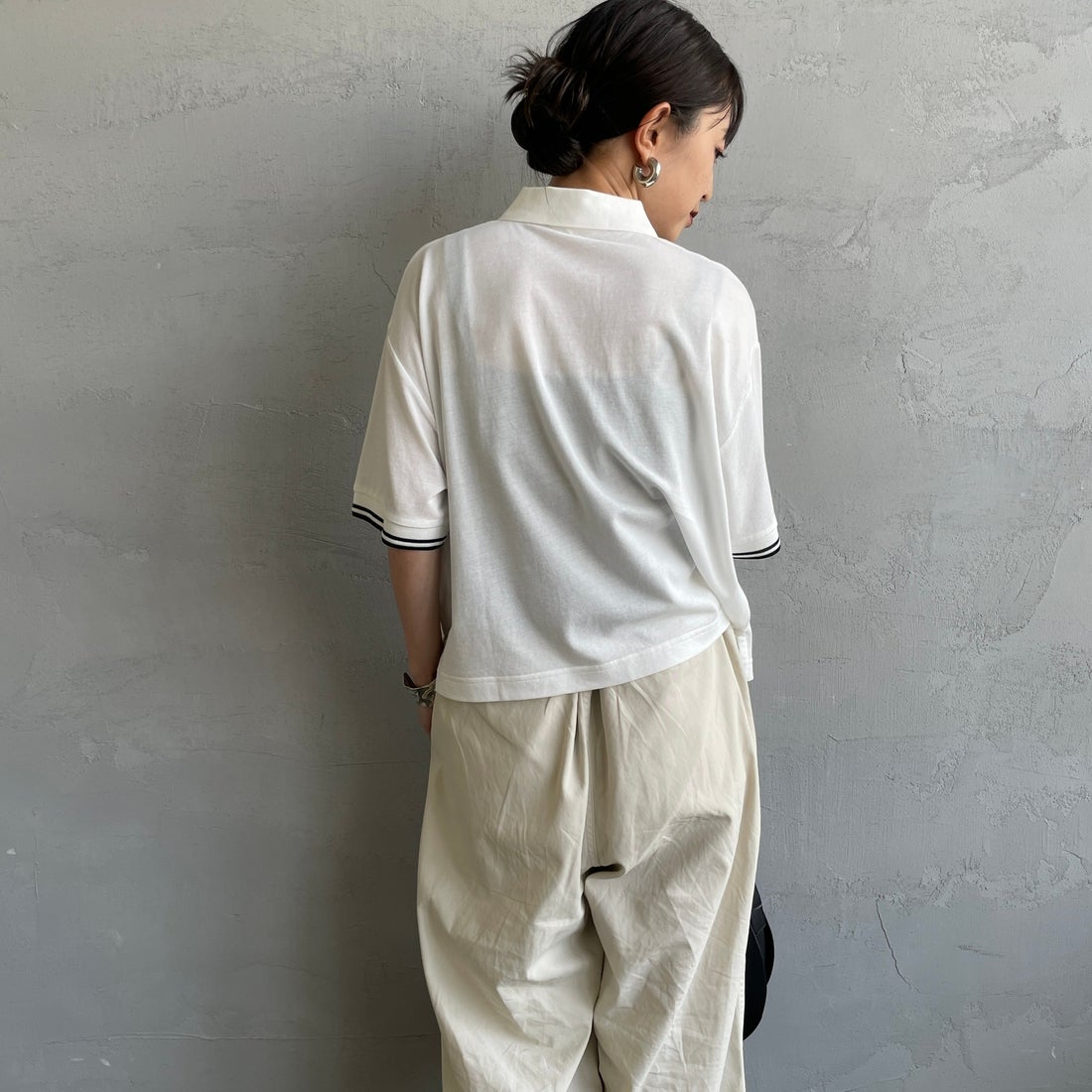 FRED PERRY [フレッドペリー] シアーティップポロシャツ [G2174] 129 SNOW &&モデル身長：150cm 着用サイズ：10&&
