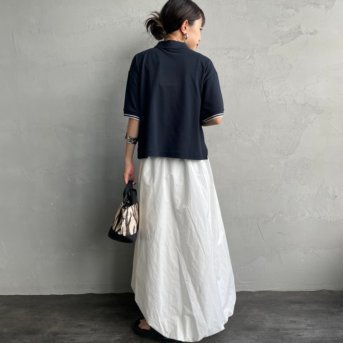 FRED PERRY [フレッドペリー] シアーティップポロシャツ [G2174] 608 NAVY &&モデル身長：150cm 着用サイズ：10&&