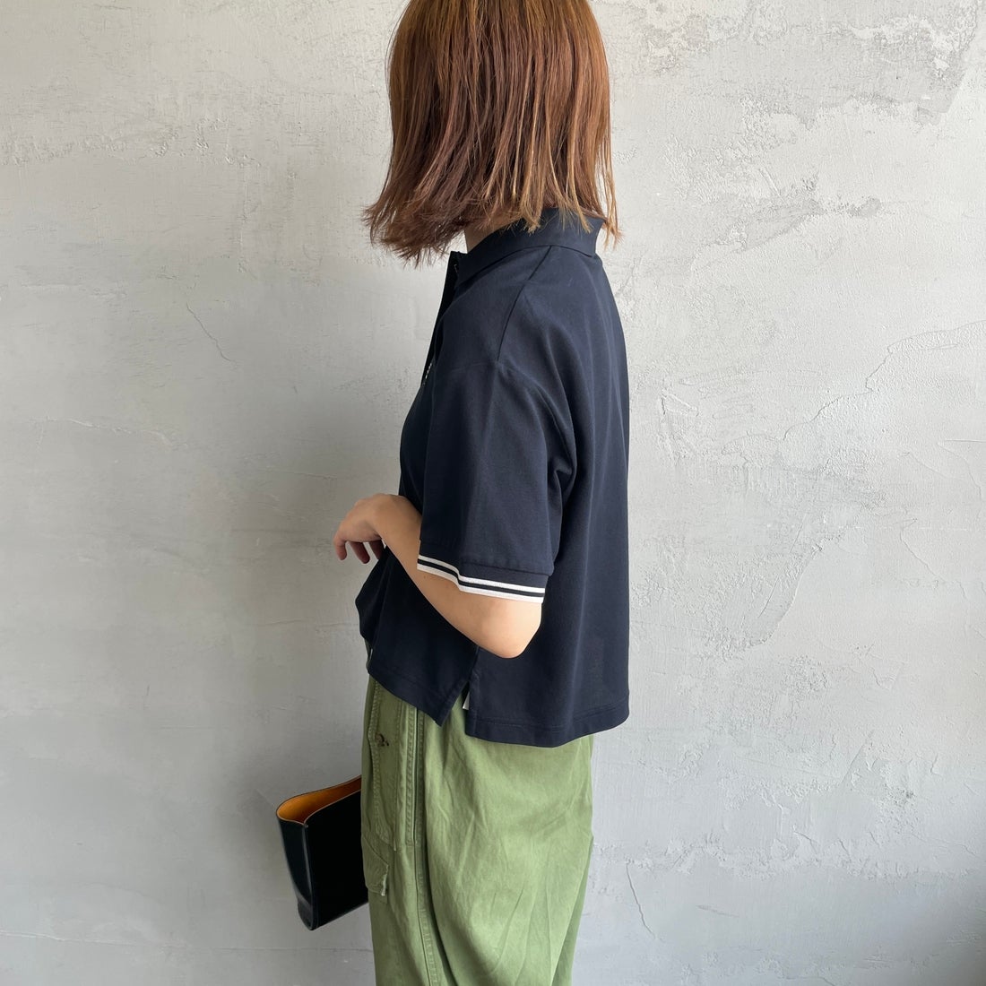 FRED PERRY [フレッドペリー] シアーティップポロシャツ [G2174] 608 NAVY &&モデル身長：158cm 着用サイズ：10&&