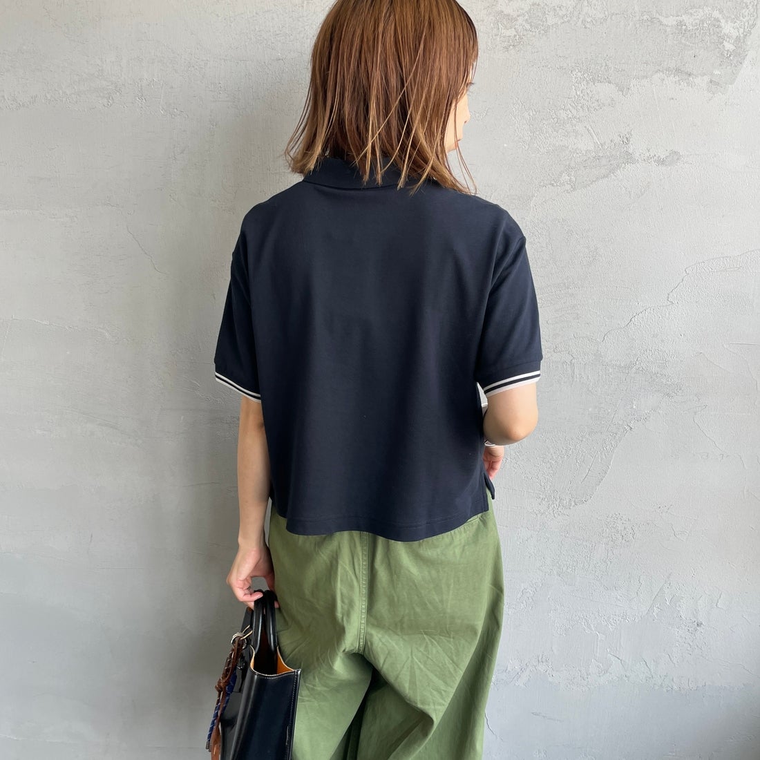 FRED PERRY [フレッドペリー] シアーティップポロシャツ [G2174] 608 NAVY &&モデル身長：158cm 着用サイズ：10&&