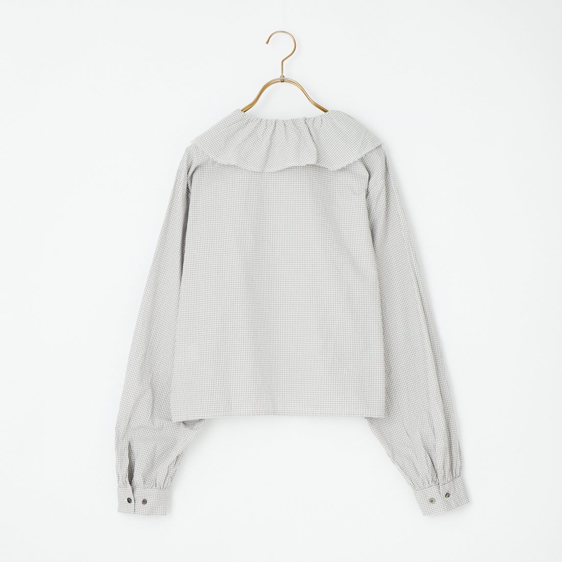 mizuiro ind [ミズイロインド] チェックフリルギャザーカラーシャツ [1-230152] 91 GRAY