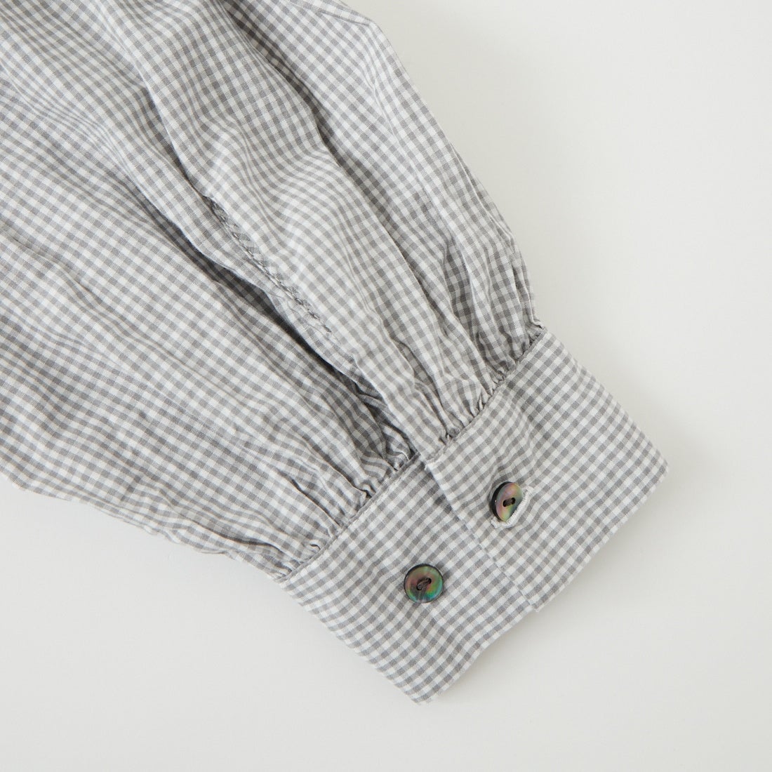 mizuiro ind [ミズイロインド] チェックフリルギャザーカラーシャツ [1-230152] 91 GRAY