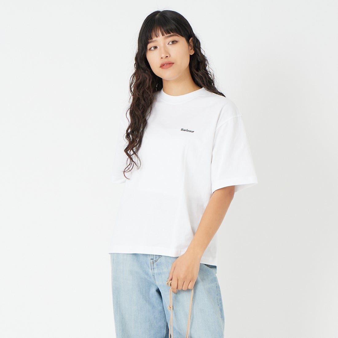 Barbour [バブアー] マージョリー ロゴ刺繍Tシャツ [LTS0707] WH11 &&モデル身長：162cm 着用サイズ：S&&