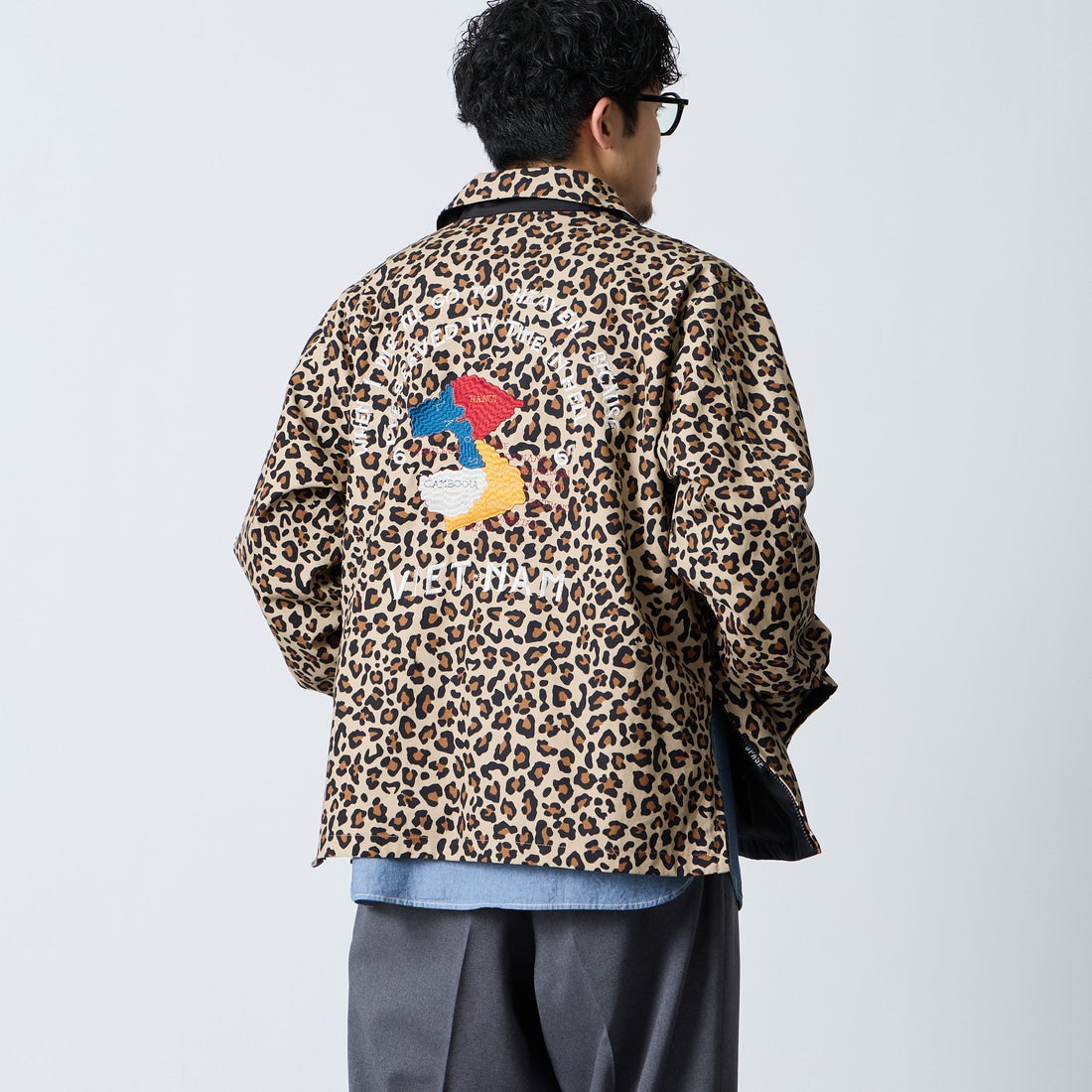 TAION [タイオン] ノンダウン リバーシブルベトナムジャケット [TAION-NDBS03JS] LEOPARD &&モデル身長：168cm 着用サイズ：M&&