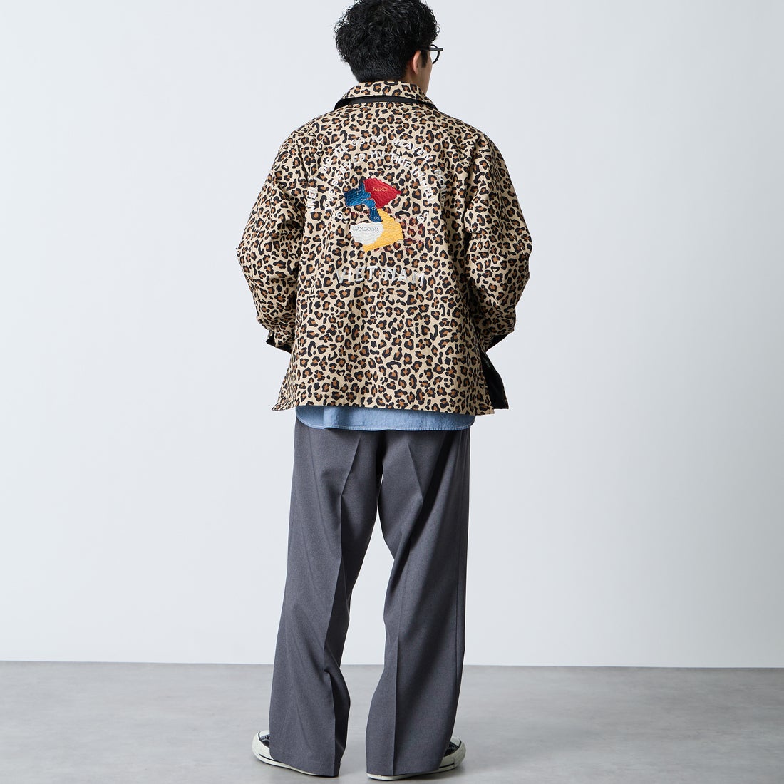 TAION [タイオン] ノンダウン リバーシブルベトナムジャケット [TAION-NDBS03JS] LEOPARD &&モデル身長：168cm 着用サイズ：M&&