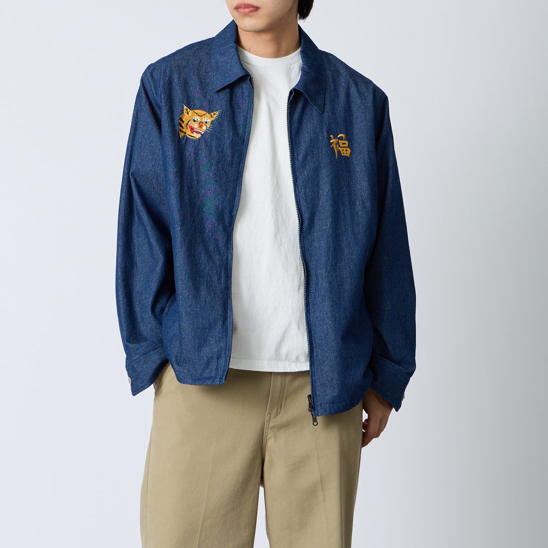 TAION [タイオン] ノンダウン リバーシブルベトナムジャケット [TAION-NDBS03JS] INDIGO DEN &&モデル身長：179cm 着用サイズ：L&&