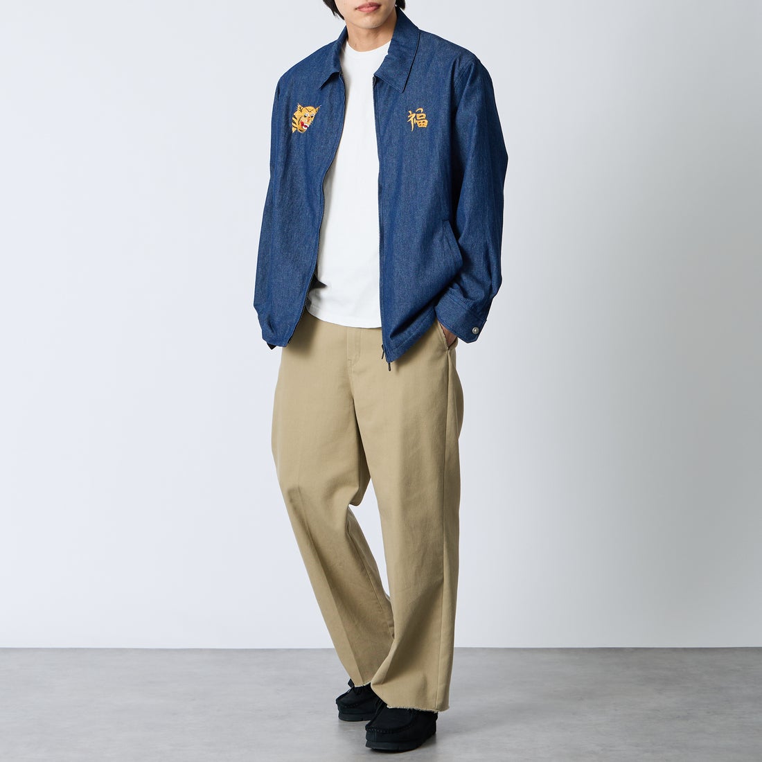 TAION [タイオン] ノンダウン リバーシブルベトナムジャケット [TAION-NDBS03JS] INDIGO DEN &&モデル身長：179cm 着用サイズ：L&&