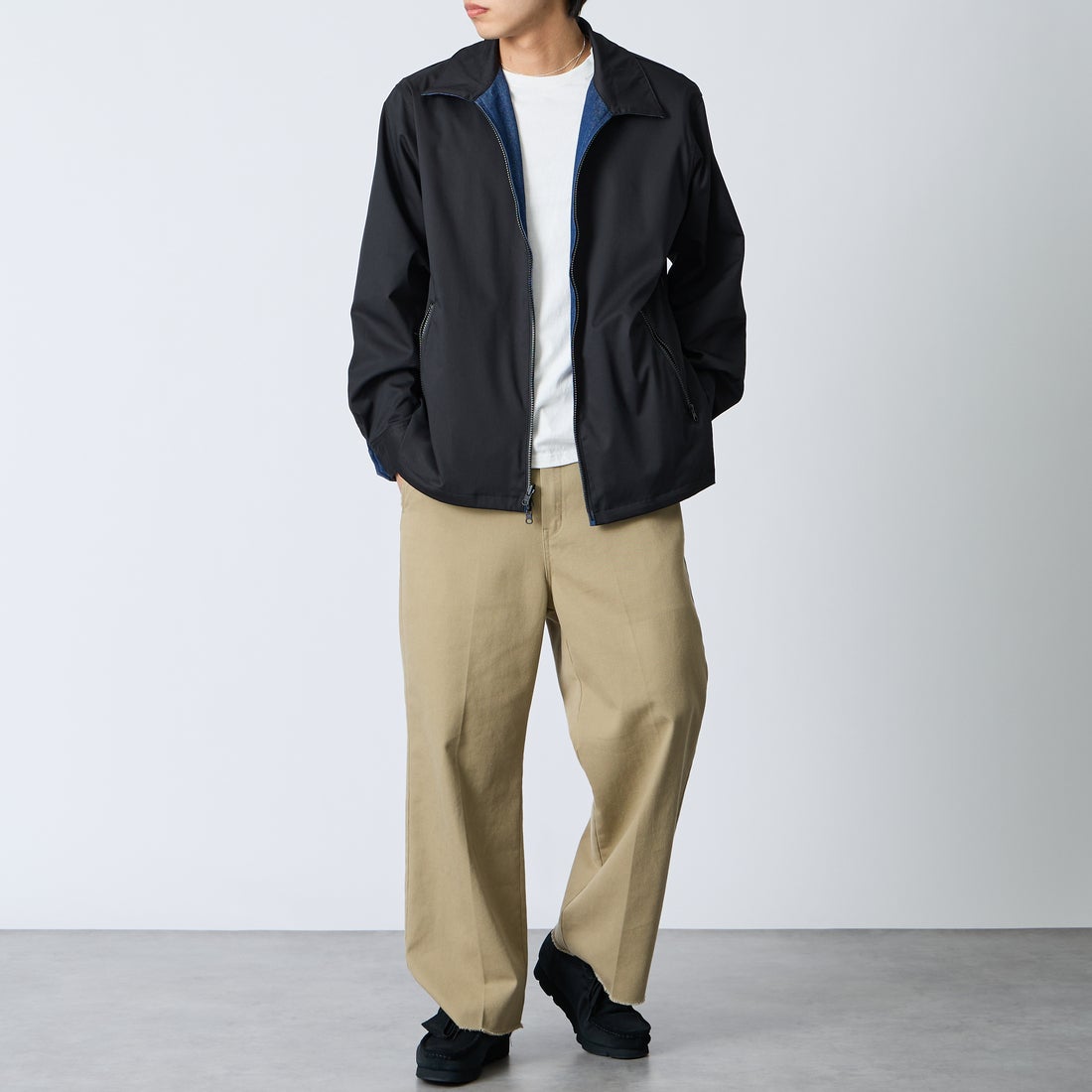 TAION [タイオン] ノンダウン リバーシブルベトナムジャケット [TAION-NDBS03JS] INDIGO DEN &&モデル身長：179cm 着用サイズ：L&&