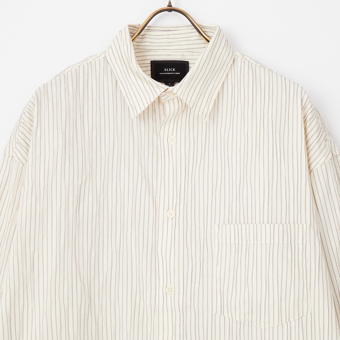 SLICK [スリック] ピンストライプタックジャガード ドローストリングシャツ [5120223] 900 WHITE