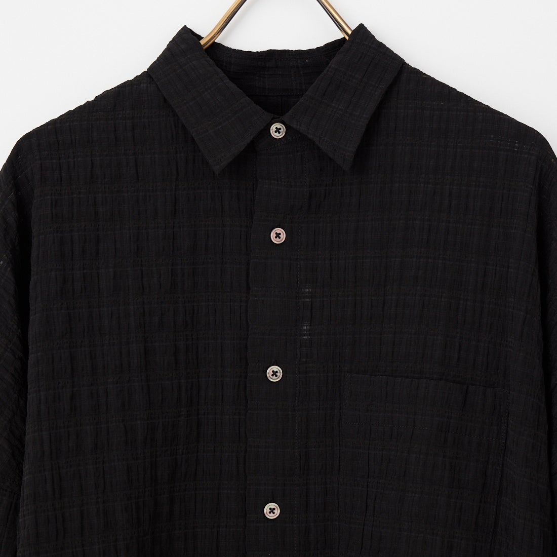 SLICK [スリック] シアーチェック ドルマンスリーブレギュラーシャツ [5120227] 700 BLACK