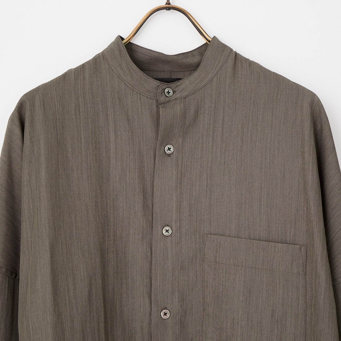 SLICK [スリック] リネンライク ドルトンスリーブバンドカラーシャツ [5120228] 500 BROWN