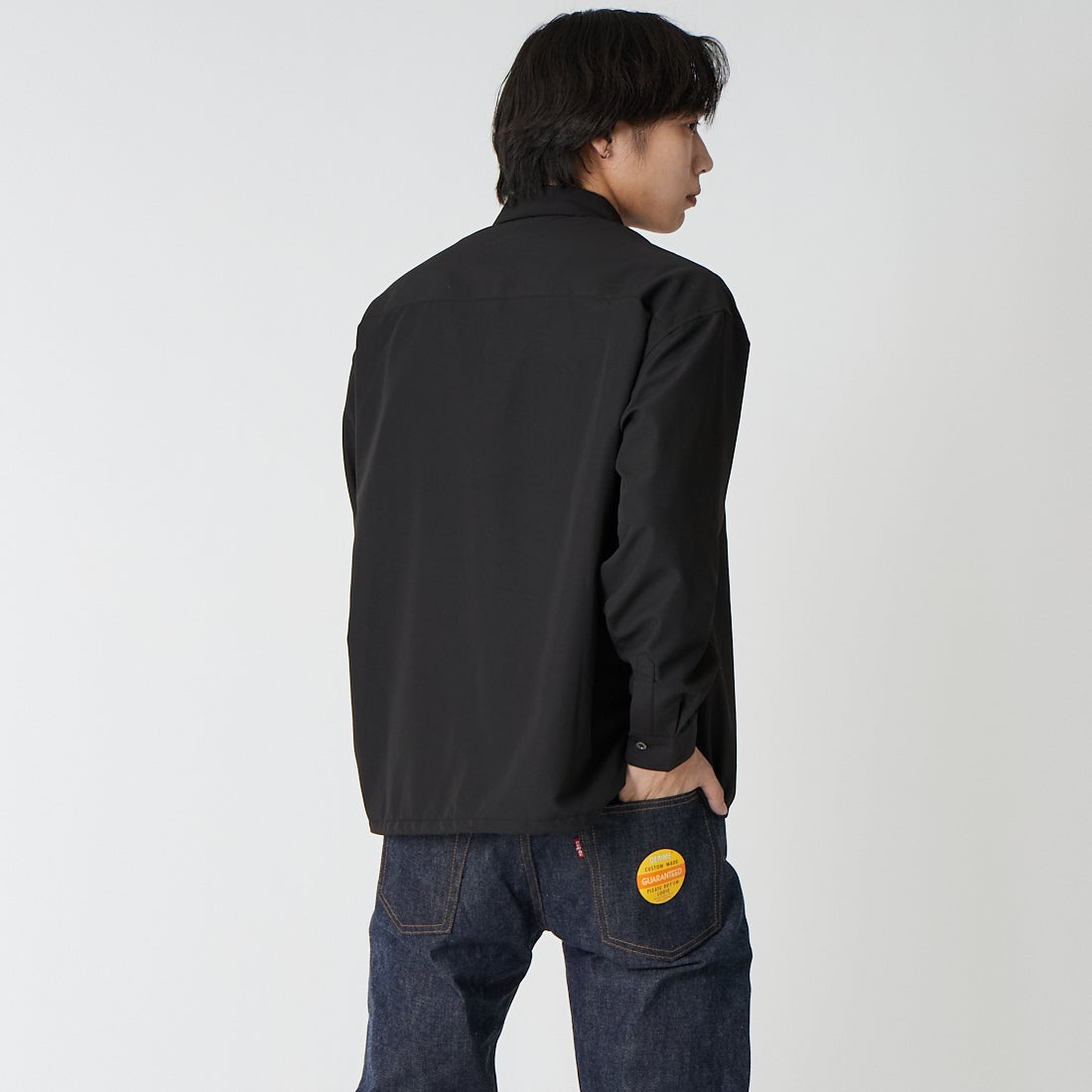 SLICK [スリック] コットンライクブロード ドローストリングシャツ [5121072] 700 BLACK &&モデル身長：179cm 着用サイズ：1&&