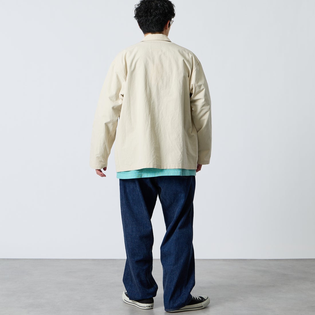 DANTON [ダントン] コットンリネンカバーオールシャツ [DT-B0240WCL] LT.BEIGE &&モデル身長：168cm 着用サイズ：40&&