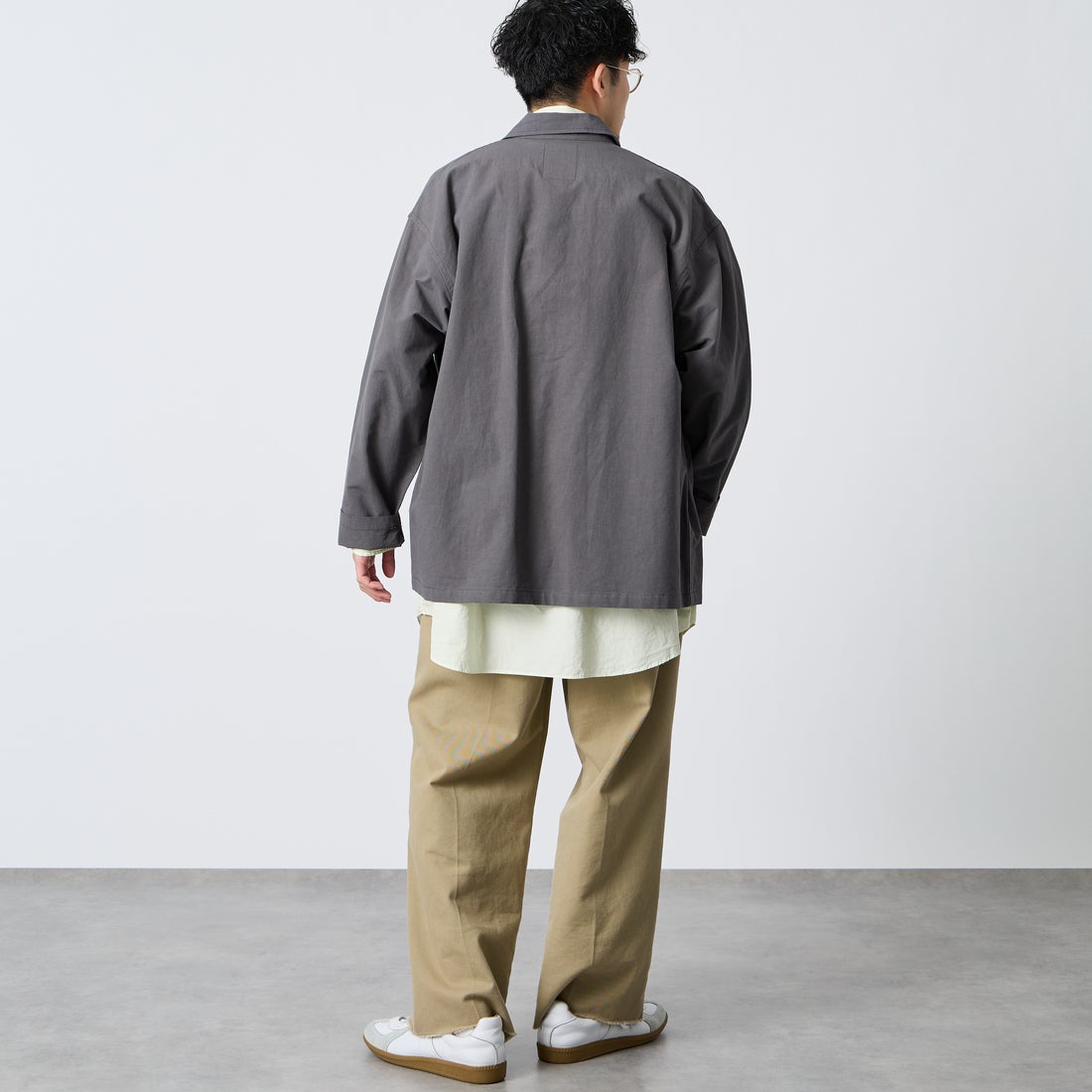 DANTON [ダントン] コットンリネンカバーオールシャツ [DT-B0240WCL] CHARCOAL &&モデル身長：168cm 着用サイズ：42&&