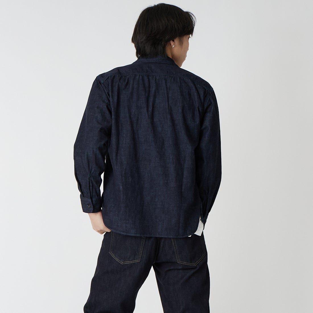 MOMOTARO JEANS [モモタロウ ジーンズ] トリプルステッチ ロングスリーブデニムシャツ [MMLS1000] ID &&モデル身長：179cm 着用サイズ：S&&