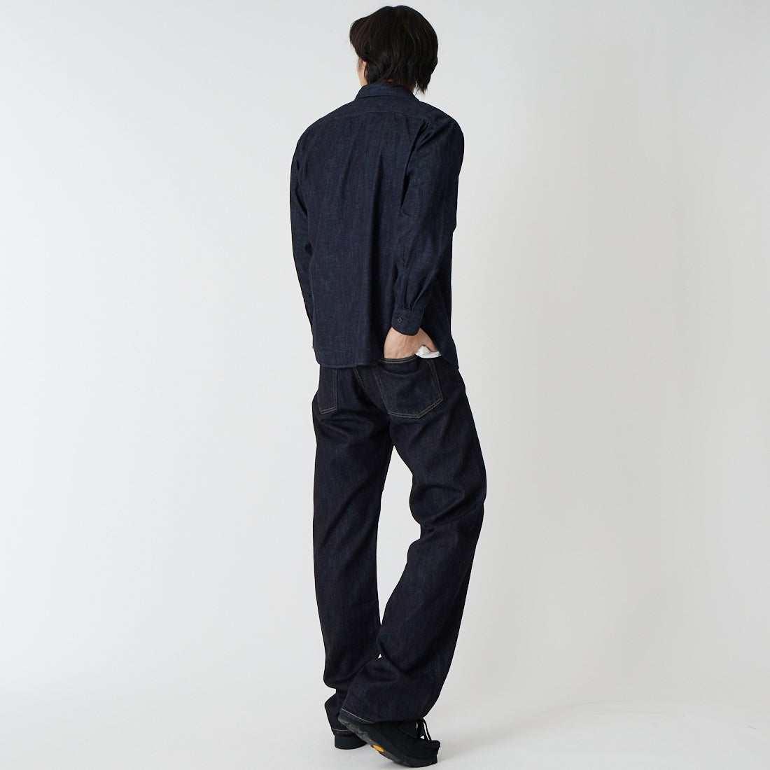 MOMOTARO JEANS [モモタロウ ジーンズ] トリプルステッチ ロングスリーブデニムシャツ [MMLS1000] ID &&モデル身長：179cm 着用サイズ：S&&