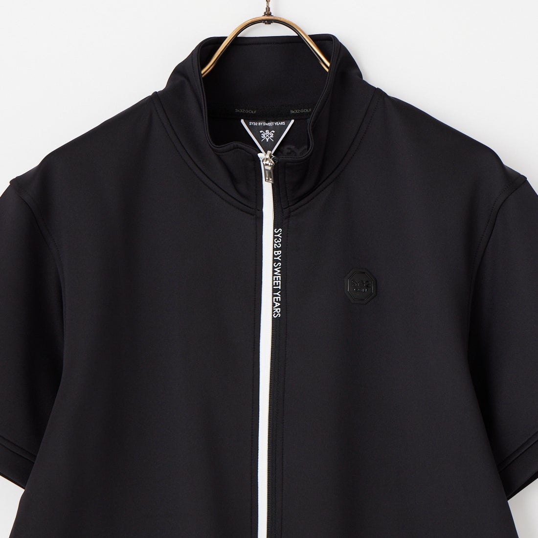 SY32 GOLF [エスワイサーティトゥ ゴルフ] ダブルニットハーフスリーブジップシャツ [SYG-26S1-08] BLACK