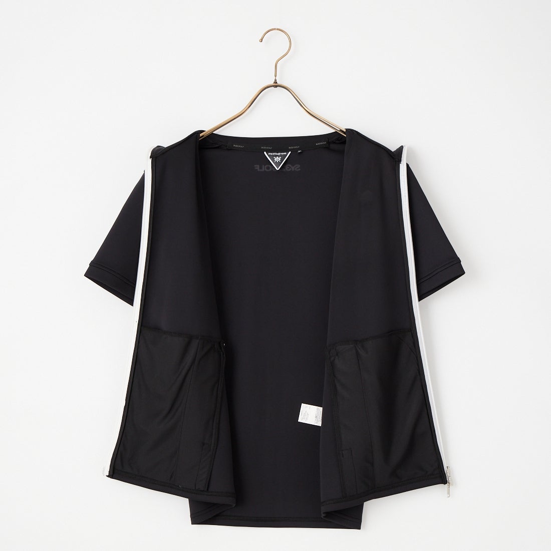 SY32 GOLF [エスワイサーティトゥ ゴルフ] ダブルニットハーフスリーブジップシャツ [SYG-26S1-08] BLACK