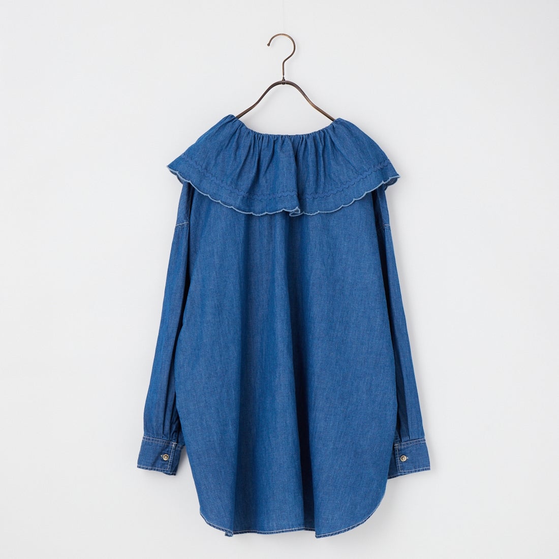 ESTROISLOSE [エストゥロワルーズ] 綿麻ライトオンスデニム 衿刺繍ブラウス [EB26103] 75 BLUE