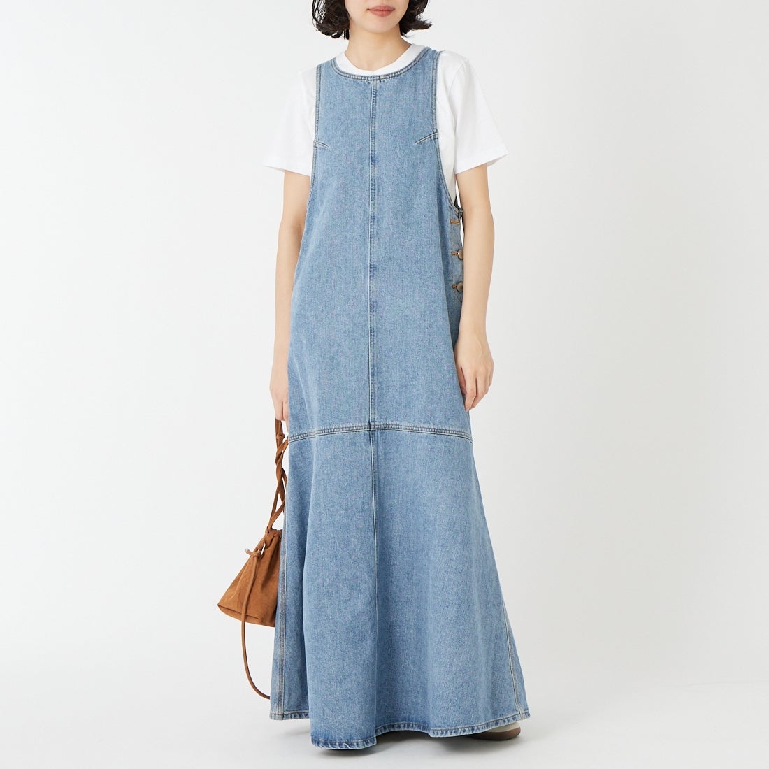 SOMETHING [サムシング] アメリカンスリーブワンピース [SA1606] 94 L.BLUE &&モデル身長：162cm 着用サイズ：F&&