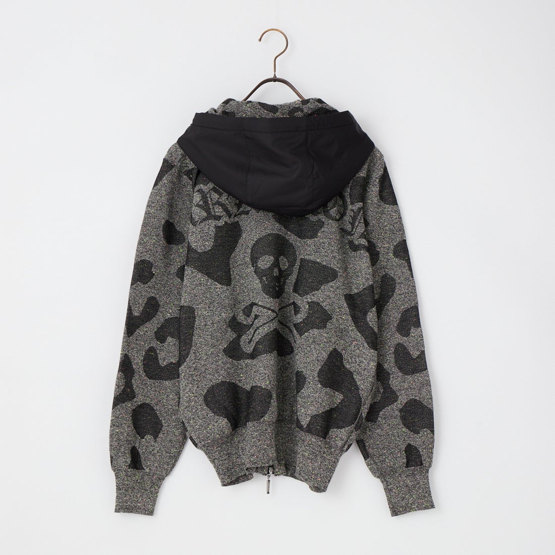 MARK & LONA [マークアンドロナ] 総柄ジップニットフーディ [MLM-6A-AB06] BLACK