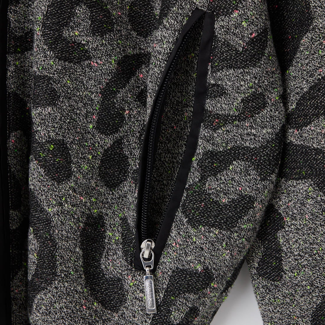 MARK & LONA [マークアンドロナ] 総柄ジップニットフーディ [MLM-6A-AB06] BLACK