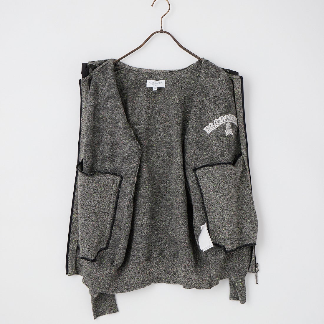 MARK & LONA [マークアンドロナ] 総柄ジップニットフーディ [MLM-6A-AB06] BLACK