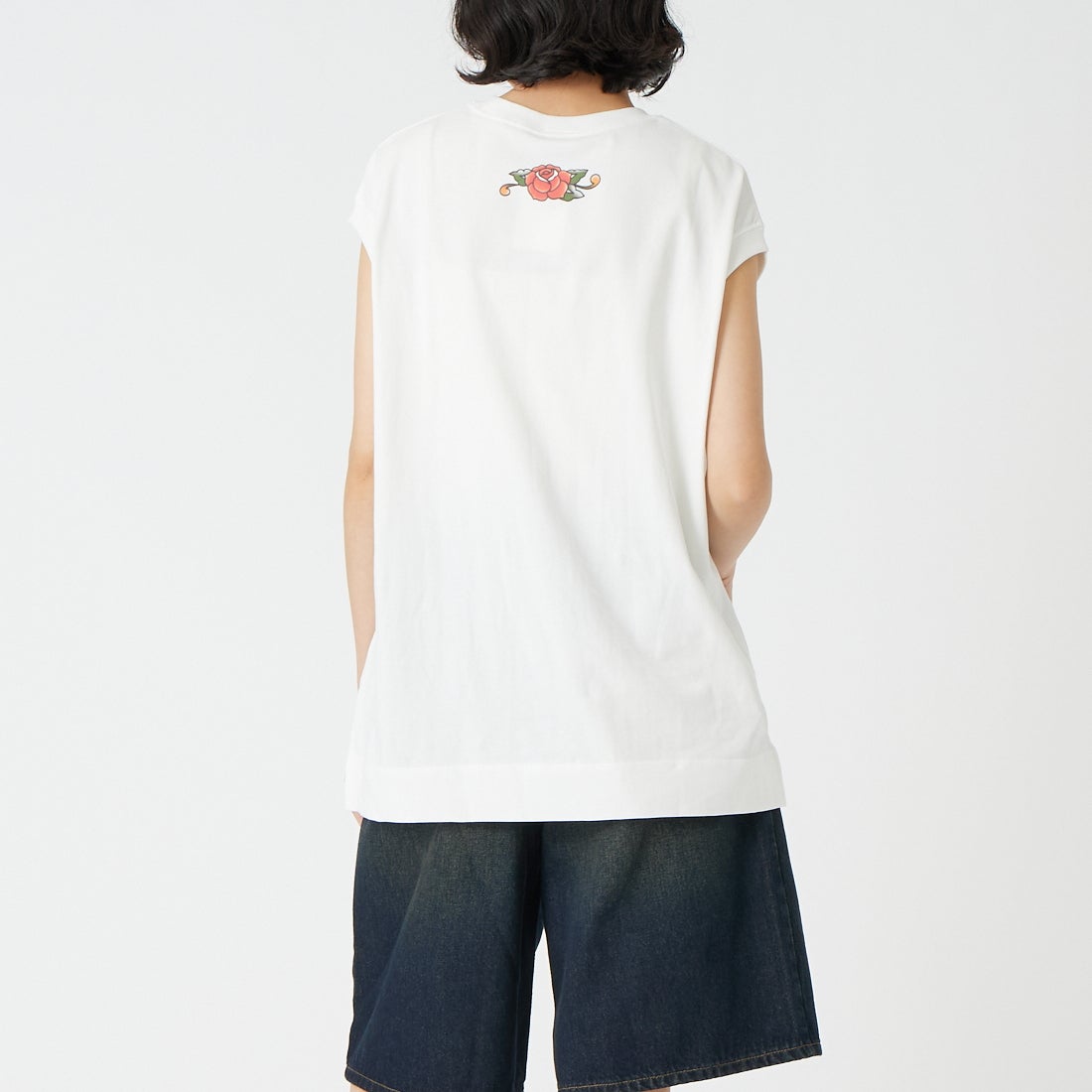 RhodolirioN [ロドリリオン] プリントタトゥーTシャツ [SW1056] A WHITE &&モデル身長：162cm 着用サイズ：ONE SIZE&&