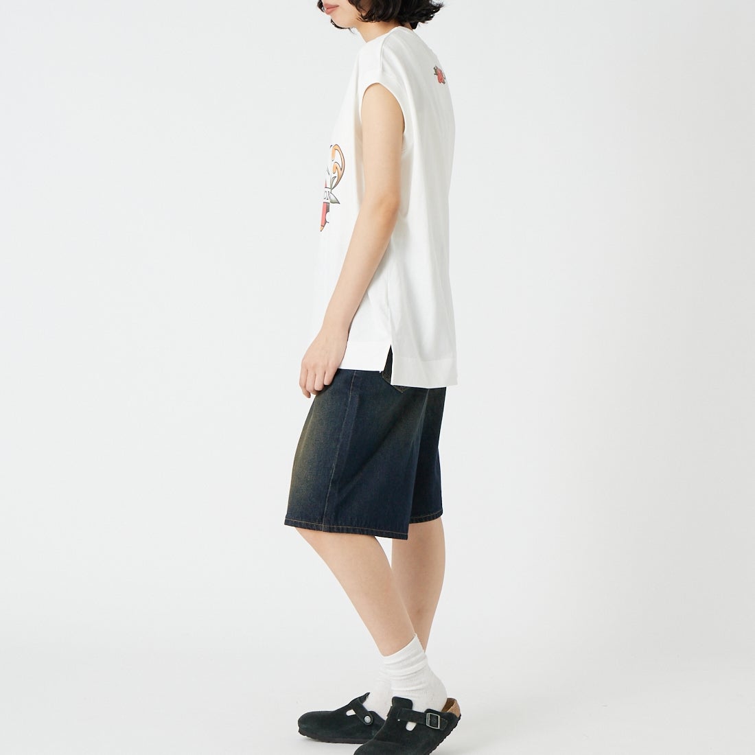 RhodolirioN [ロドリリオン] プリントタトゥーTシャツ [SW1056] A WHITE &&モデル身長：162cm 着用サイズ：ONE SIZE&&