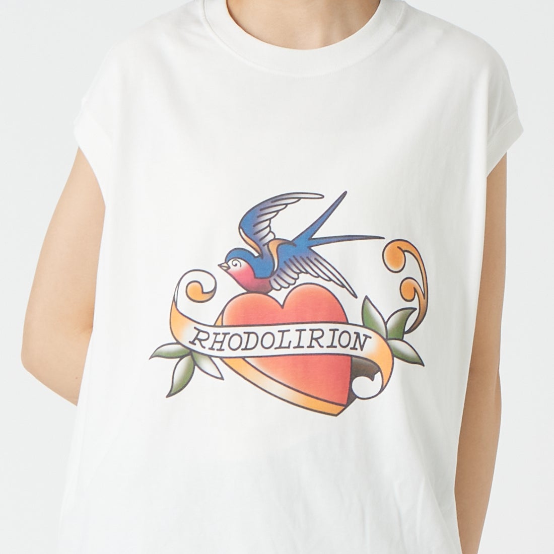 RhodolirioN [ロドリリオン] プリントタトゥーTシャツ [SW1056] A WHITE &&モデル身長：162cm 着用サイズ：ONE SIZE&&