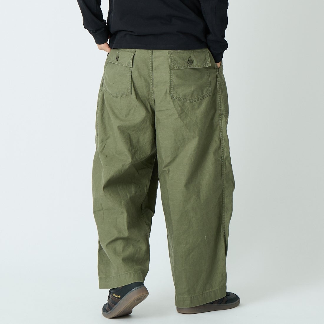 Needles [ニードルズ] ファティーグヒザデルパンツ [SX195] A OLIVE &&モデル身長：179cm 着用サイズ：S&&