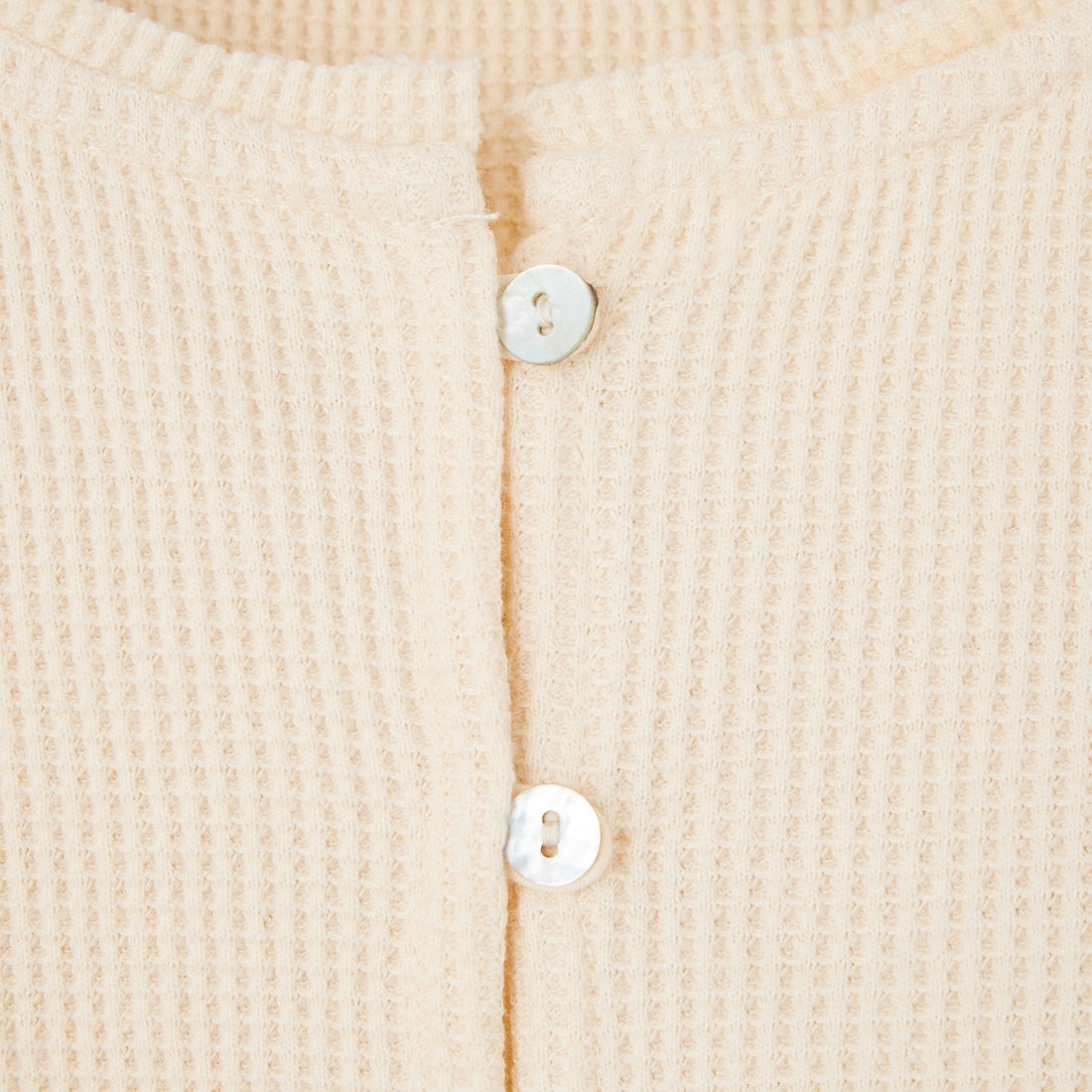 +81 BRANCA [ハチイチブランカ] ワッフルショートスリーブカーディガン [81B-26SS-CS07] OFF WHITE