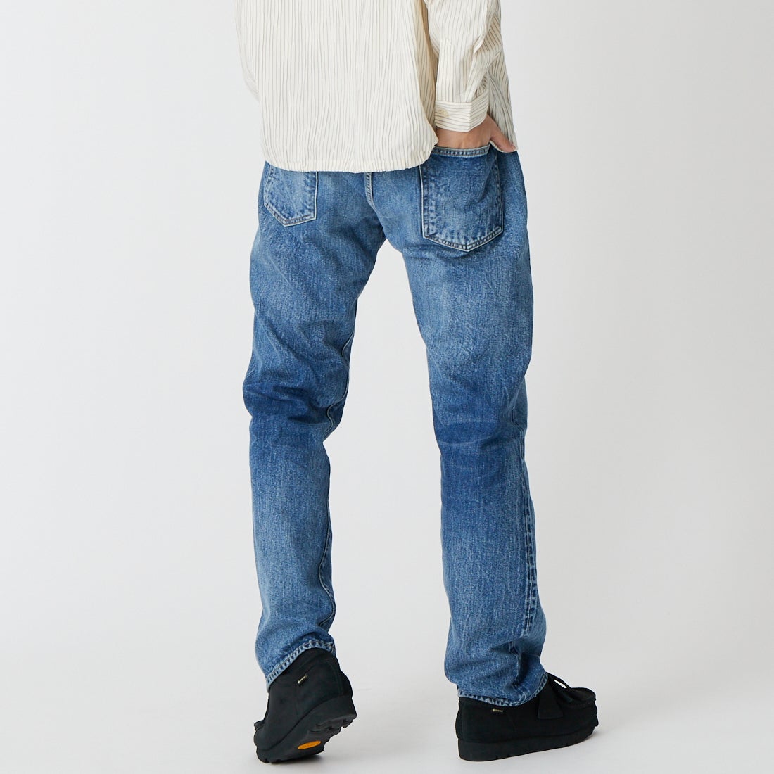 CIOTA [シオタ] STRAIGHT 5POCKETS PANTS REAL INDIGO [PTLM-21STB-NIMDBL-D] MID DK.BLU &&モデル身長：179cm 着用サイズ：34&&