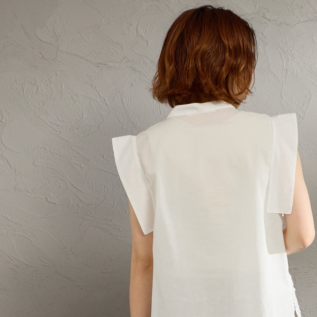 MARMARMAR [マーマーマー] スタンドカラーレースシャツ [1-830101] 11 OFF WHI &&モデル身長：158cm 着用サイズ：F&&